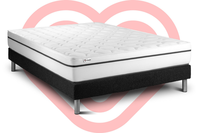 Ensemble Matelas Sommier 160x200 cm - Sommier Noir (en kit) - Vital Spa