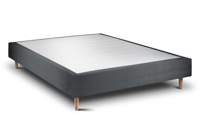 Lit 150x190 cm - Sommier tapissier H35 cm + tête de lit tapissée - Tissu Velours Gris Anthracite