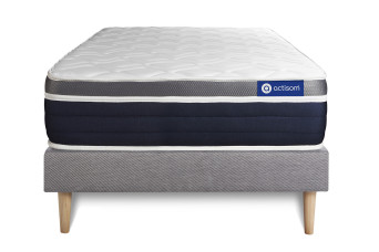 Ensemble Matelas Sommier 80x190 cm - Sommier Gris (en kit) - Actimemo Confort
