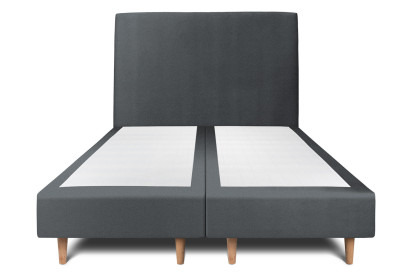 Lit 2x 90x200 cm - Sommier tapissier H35 cm + tête de lit tapissée - Tissu Velours Gris Anthracite