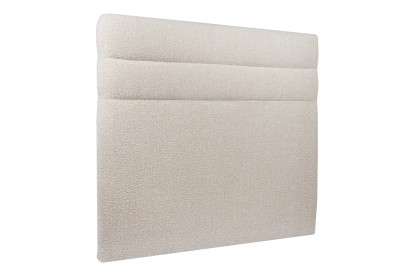 Lit 160x200 cm - Sommier tapissier H35 cm + tête de lit à lignes - Tissu Bouclette Beige Clair