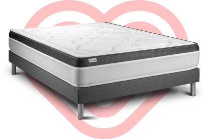 Ensemble Matelas Sommier 200x200 cm - Sommier Gris (en kit) - Vital Ergo