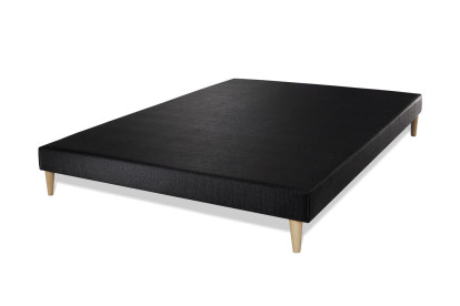 Pack lit complet 140x190 cm - Matelas + Sommier Noir + 2 oreillers + Couette - Balmoral