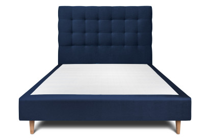 Lit 160x200 cm - Sommier tapissier H35 cm + tête de lit capitonnée - Tissu Velours Bleu Océan