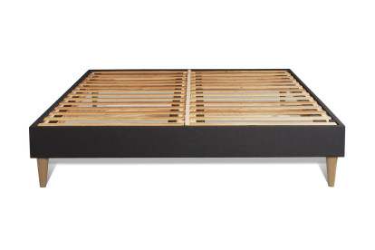 Pack lit complet 180x200 cm - Matelas + Sommier Noir (en kit) + 2 oreillers + Couette - Balmoral