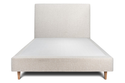 Lit 150x190 cm - Sommier tapissier H35 cm + tête de lit tapissée - Tissu Bouclette Beige Clair