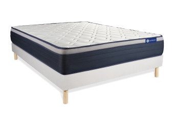 Ensemble Matelas Sommier 140x200 cm - Sommier Blanc (en kit) - Actilatex Max