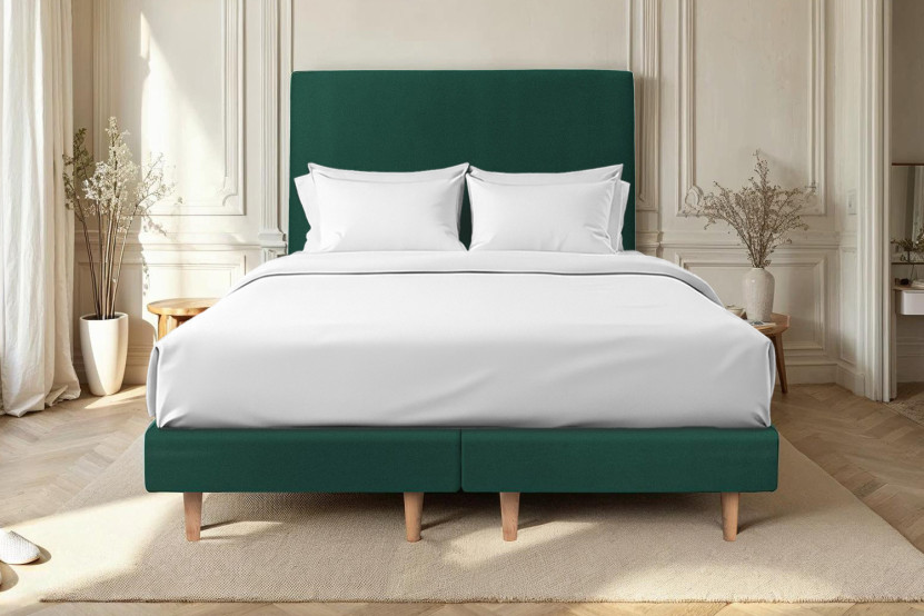 Lit 2x90x200 cm avec Tête de lit tapissée - Tissu Velours