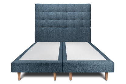 Lit 2x 100x200 cm - Sommier tapissier H29 cm + tête de lit capitonnée - Tissu Bouclette Bleu