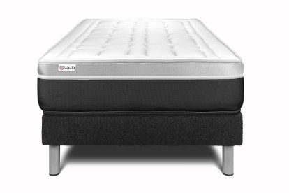 Ensemble Matelas Sommier 90x190 cm - Sommier Noir (en kit) - Vital Soft
