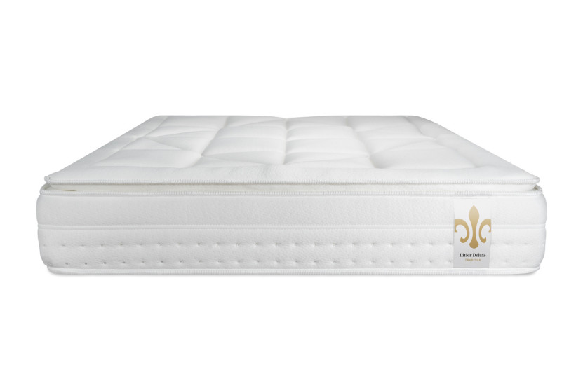Pack lit complet 200x200 cm - Matelas + 2 Sommiers Blancs + 2 oreillers + Couette - Vingt-Huit PLUS