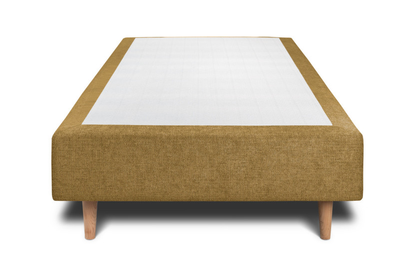 Lit 90x200 cm avec Tête de lit capitonnée - Tissu Toile natté
