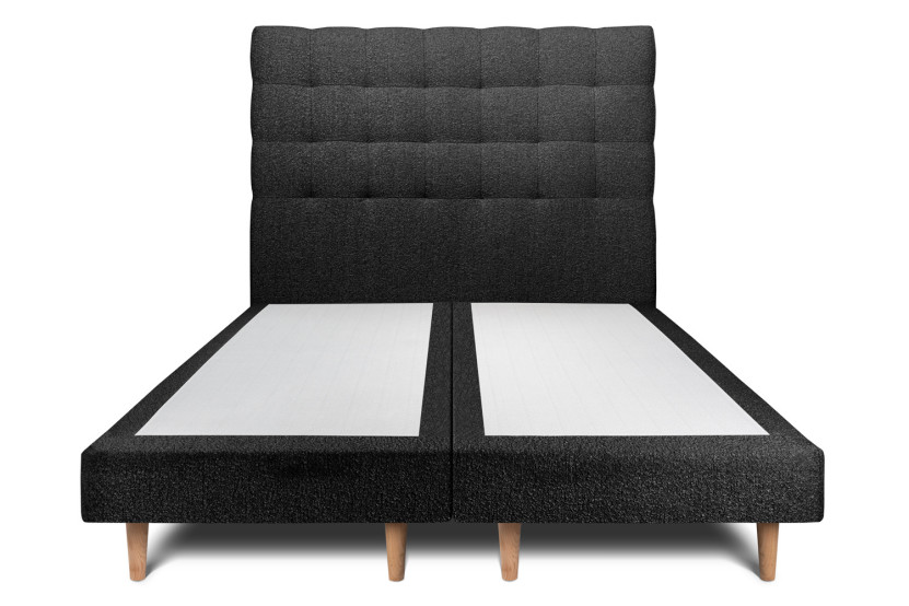 Lit 2x80x200 cm avec Tête de lit capitonnée - Tissu Bouclette