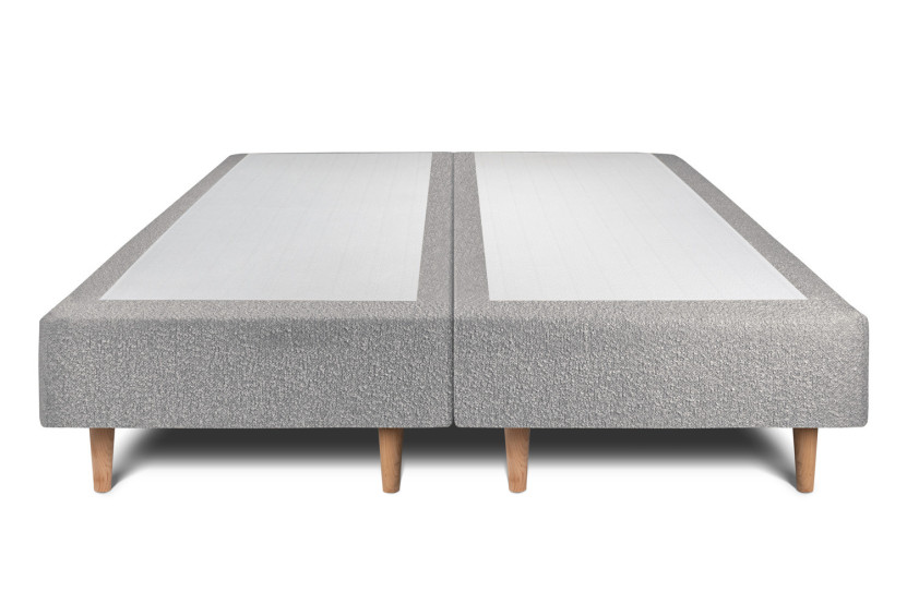 Lit 2x100x200 cm avec Tête de lit à lignes - Tissu Bouclette