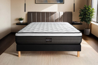 Ensemble Matelas Sommier 200x200 cm - Sommier Noir (en kit) - Suite Ensemble Matelas Sommier 200x200 cm - Sommier Noir (en kit) - Suite