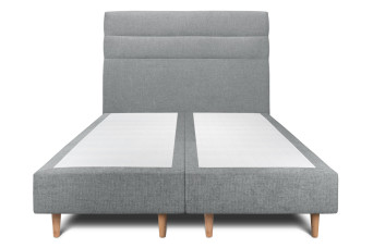 Lit 2x90x200 cm avec Tête de lit à lignes - Tissu Toile natté