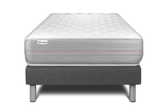 Ensemble Matelas Sommier 90x200 cm - Sommier Gris (déjà monté) - Vitalmemo