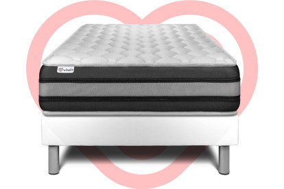 Ensemble Matelas Sommier 90x190 cm - Sommier Blanc (déjà monté) - Vitalspring Zen
