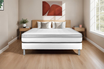 Ensemble Matelas Sommier 180x200 cm - Sommier Blanc (en kit) - Vital Relax