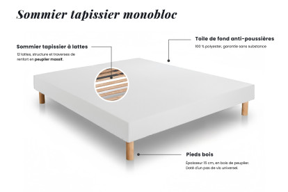 Ensemble Matelas Sommier 160x200 cm - Sommier Blanc (déjà monté) - Exclusive