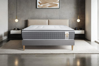 Ensemble Matelas Sommier 140x200 cm - Sommier Gris (en kit) - Vingt-Six PLUS