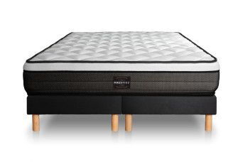 Ensemble Matelas Sommier 200x200 cm - 2 Sommiers Noirs (déjà monté) - Suite