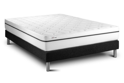 Ensemble Matelas Sommier 140x190 cm - Sommier Noir (en kit) - Vital Spa