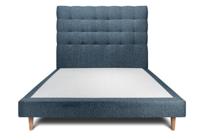 Lit 140x200 cm - Sommier tapissier H29 cm + tête de lit capitonnée - Tissu Bouclette Bleu