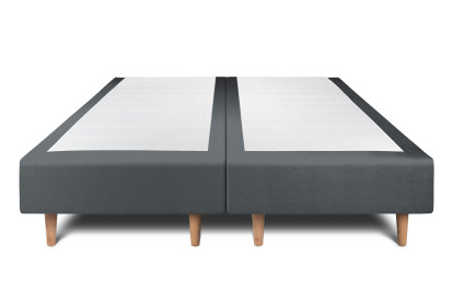 Lit 2x 80x200 cm - Sommier tapissier H35 cm + tête de lit à lignes - Tissu Velours Gris Anthracite
