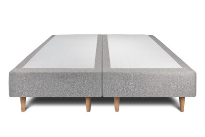 Lit 2x 80x200 cm - Sommier tapissier H35 cm + tête de lit tapissée - Tissu Bouclette Gris