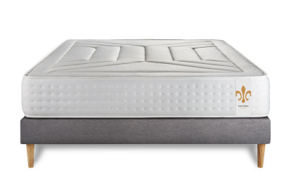 Ensemble Matelas Sommier 140x190 cm - Sommier Gris (déjà monté) - Vingt-Quatre