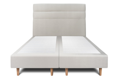 Lit 2x 80x200 cm - Sommier tapissier H35 cm + tête de lit à lignes - Tissu Velours Gris Clair