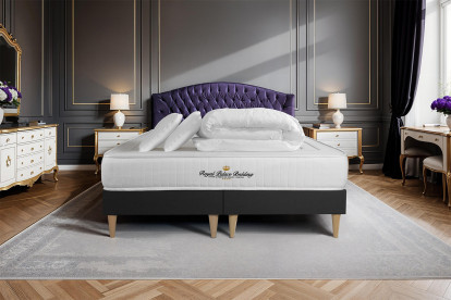 Pack lit complet 180x200 cm - Matelas + 2 Sommiers noirs + 2 oreillers + Couette - Nottingham