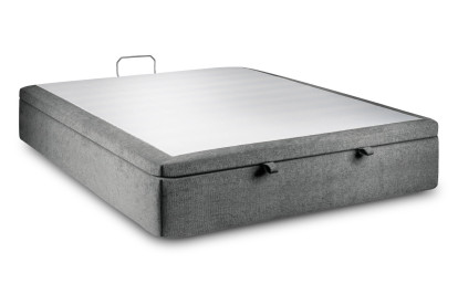 Sommier Coffre 200x200 cm - Toile nattée  - Gris anthracite