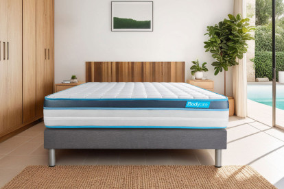 Ensemble Matelas Sommier 140x190 cm - Sommier Gris (en kit) - BodyFit