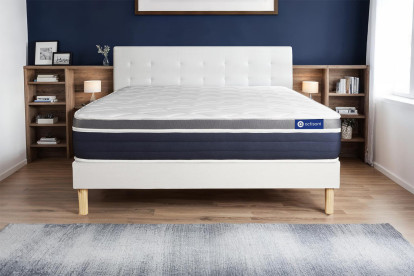 Ensemble Matelas Sommier 120x200 cm - Sommier Blanc (en kit) - Actiflex Confort