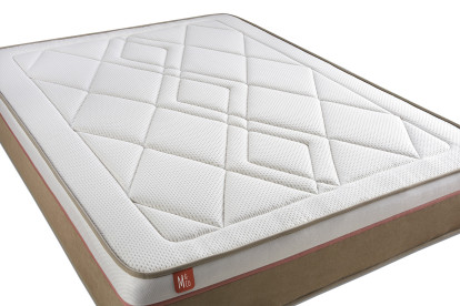 Pack lit complet 200x200 cm - Matelas + 2 Sommiers Blancs + 2 oreillers + Couette - Le Soyeux