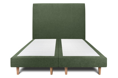 Lit 2x 80x200 cm - Sommier tapissier H29 cm + tête de lit tapissée - Tissu Toile natté Vert Kaki