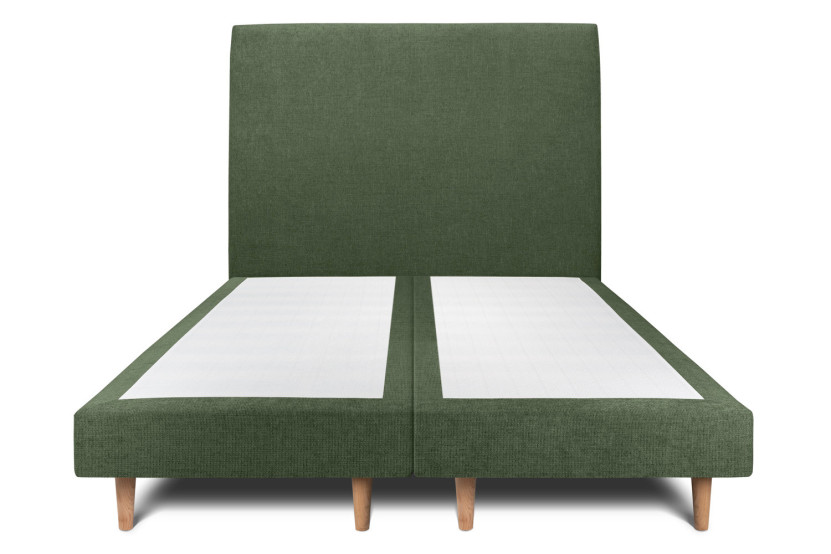Lit 2x80x200 cm avec Tête de lit tapissée - Tissu Toile natté