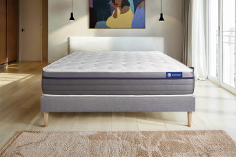 Ensemble Matelas Sommier 200x200 cm - Sommier Gris (en kit) - ActiMemo Zen