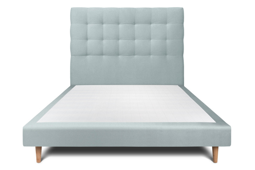 Lit 140x190 cm avec Tête de lit capitonnée - Tissu Velours