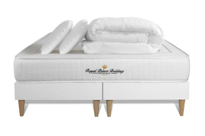 Pack lit complet 160x200 cm - Matelas + 2 Sommiers Blancs + 2 oreillers + Couette - Lancaster