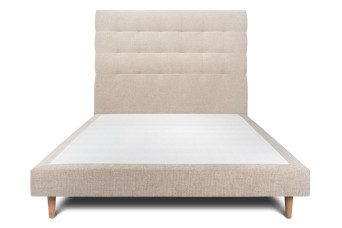 Lit 150x200 cm avec Tête de lit capitonnée - Tissu Toile natté