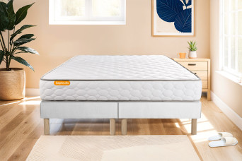 Ensemble Matelas Sommier 180x200 cm - 2 Sommiers Blanc - Memo