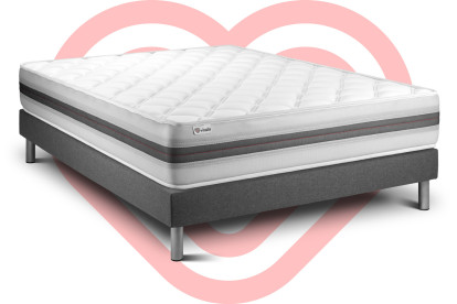 Ensemble Matelas Sommier 180x200 cm - Sommier Gris (en kit) - Vitalmemo Back