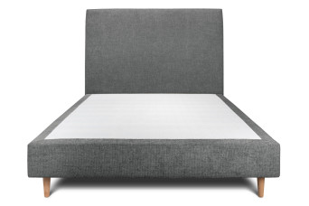 Lit 150x190 cm avec Tête de lit tapissée - Tissu Toile natté