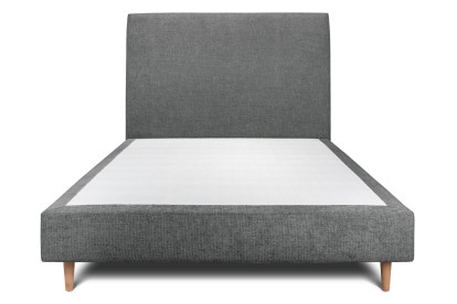 Lit 150x190 cm - Sommier tapissier H35 cm + tête de lit tapissée - Tissu Toile natté Gris Anthracite