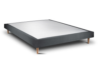 Lit 150x200 cm - Sommier tapissier H29 cm + tête de lit tapissée - Tissu Velours Gris Anthracite