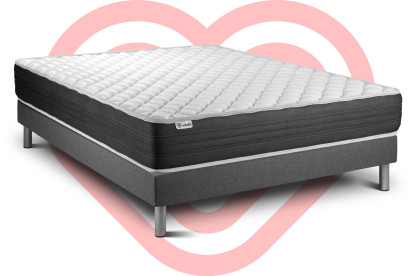 Ensemble Matelas Sommier 140x190 cm - Sommier Gris (déjà monté) - Vitalmemo One