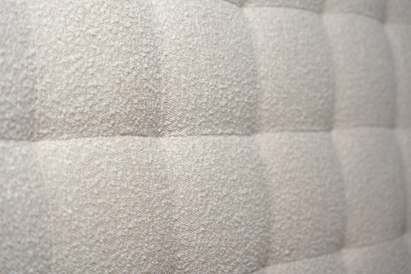 Tête de lit 200 cm Capitonnée - Tissu Bouclette Beige Clair